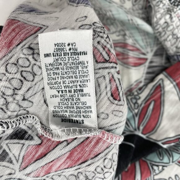 Stateside Size XS Knit Floral Print Blue Pink Long Sleeve Top Pima Cotton FLAWS* - Picture 12 of 13